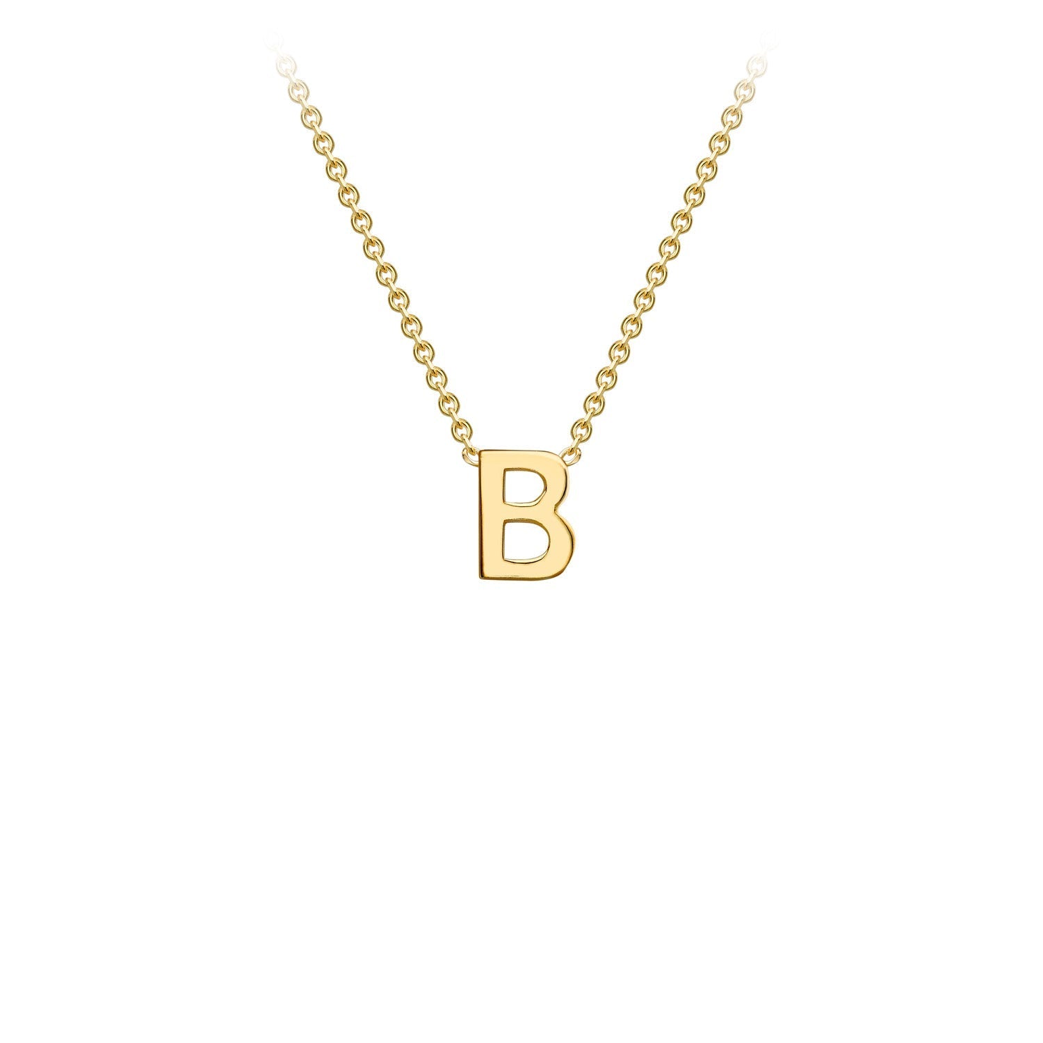 9K Gold Initial Adjustable Letter Necklace 38-43cm — B, 9kt YG